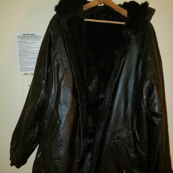Other - Reversible genuine leather faux fur hooded coat